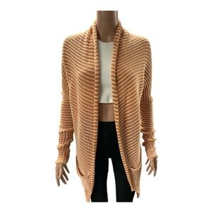 Monoreno - EC - Elegant Open-Front Cardigan in Orange & White